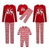 Christmas Pyjama Set Merry Bedruckt Rentier Elch Familie Weihnachten Passende Outfits Lange Ärmel Nachtwäsche Schlafanzughose Pulli Schlafanzüge Baby Strampler Sweatshirt Homewear 2Pcs E