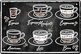 Blechschilder Lustiger Küchen Spruch: “Espresso, Espresso Macchiato, Cappuccino, Americano, Latte” – Deko Schild für Küche oder Kaffee Fans Geschenkidee 20x30