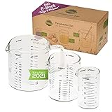 TreeBox Messbecher aus Glas mit Ausguss – 3er Set – Hitzebeständig und mikrowellengeeignet - Verschiedene Maßeinheiten – Perfekt zum Backen, Kochen und M