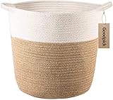 Goodpick Baumwolle Jute Seil Korb Aufbewahrung Wäschekorb im Kinderzimmer Dekorative Pflanzkorb, H38,1 x O40,6 x U32