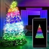 Fauean Weihnachtsbaum LED Lichterkette,Intelligente Fee String Lichter,Farbe Chasing Firefly Lichter für Weihnachten IP65 16 Farben mit Timer und Remote Music Sync Lustige Modi für 90cm-180cm B