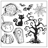 ECMQS Fröhliches Halloween DIY Transparente Briefmarke, Silikon Stempel Set, Clear Stamps, Schneiden Schablonen, Bastelei Scrapbooking-Werkzeug