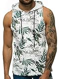 OZONEE Herren Tank Top Tanktop Kapuze Tankshirt Ärmellos Bodybuilding Shirt Unterhemd T-Shirt Tshirt Tee Muskelshirt Achselshirt Trägershirt Ärmellose Training O/BL307Z WEIß-GRÜN L