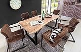 lifestyle4living Esstisch aus Akazienholz, Baumkante, eckig/Küchentisch hat schwarzes Metallgestell/Stabiler Esszimmertisch wertet als Unikat Ihren R