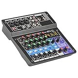 BFGWEI Sound-Mixer-Board, Kabelloser 6-Kanal-Audio-Mixer Tragbare Sound-Mixing-Konsole USB-Schnittstelle Computer-Eingang für Partystudio-Aufnahmen und -Sp