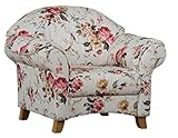 Cavadore Sessel Maifayr mit Federkern / Geblümter Polstersessel im Landhausstil mit Holzfüßen / 109 x 90 x 90 / Blumenmuster beige/