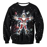WXDSNH Damen Pullover Sport Sweatshirt Weihnachtsmann Elch Langarm Rundhalsausschnitt Lose Herbst/Winter Top