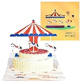 Yajun Pop Up Geburtstagskarte Karussell Grußkarte 2 Stück DIY Handgemachte Klappkarten Segenskarte für Sie Gelb 15 * 15