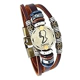 MeiPing 12 Konstellation Geflochtenes Seil Leder Unisex Armband S