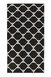 Esprit home I Handweb Kurzflor Teppich / Läufer aus Wolle für Wohnzimmer, Flur, Schlafzimmer I Aaron Kelim ESP-6010-01 | Schwarz Grau | (80 x 150 cm)
