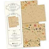 Flora Natura Briefpapier mit Umschlag Set Vintage Blumen 25 Sets DIN A4 beidseitig floral Natur nachhaltig für Frauen Erwachsene Brief S