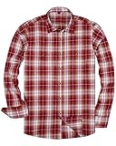 siliteelon Herren Langarm Casual Plaid Flanell Hemd, Rot, M