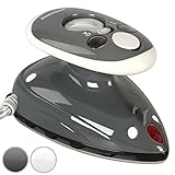 Jago® Mini Bügeleisen - 260-420 W, Antihaft Bügelsohle, Wassertank 40 ml, 100-240 V Netzspannung umschaltbar, mit/ohne Dampf, in Weiß oder Grau - Dampfbügeleisen, Reisebüg