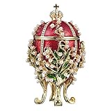 danila-souvenirs Russische Fabergé-Stil Ei/Schmuckkästchen Maiglöckchen mit russischen Kaiserkrone & Blumen 8,5