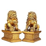 XWZH EIN Paar Lion Statue Von Feng Shui, Hund Dekor Wächter-Löwe ​​FOO Chinese Wohlstand Symbol Für Reichtum, Beste Dekoration GeschenkUnd Viel Glück Gegen Böse Energ