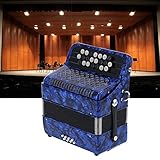 Professionelles Akkordeon, 22-Tasten 8 Bass Piano Akkordeon Knopf Reed Musical Leichte Instrumente für Solo- und Ensemble-Anfänger Geschenk(Navy blau)