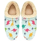 Linomo Bunte Hausschuhe mit Dinosaurierpfoten-Print für Damen, Hausschuhe, Hausschuhe, Socken, Hausschuhe, Schlafzimmer, Schuhe, mehrfarbig, 42 EU