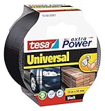 tesa Extra Power Universal Gewebeband (Wetterfestes Reparaturband, 10 m x 50 mm), schwarz, 932575