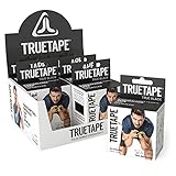 TRUETAPE® - Kinesiotapes vorgeschnitten | wasserfestes & elastisches Kinesiologie Tape für den Sport | 6er Pack | 120 Precut-Streifen á 25cm x 5cm | hautfreundlich & starker Halt | Schw