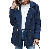 Herbst Und Winter Damen Casual Fashion Revers PlüSch Knopf Mantel Taschen Lose Langarm Lammwolle Strickjacke D