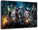 Marvel Helden Format 80x60 cm Bild auf Leinwand, XXL riesige Bilder fertig gerahmt mit Keilrahmen, Kunstdruck auf Wandbild mit R