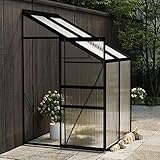 Tidyard Gewächshaus UV-beständig Treibhaus Garten Tomatenhaus Pflanzenhaus Frühbeet Gartenhaus Anthrazit PC-Platte Aluminium 128 x 128 x 131/199 cm 2,7 m³
