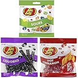 Jelly Belly Beliebte Sorten Mix - Sour Mix Saure Mischung mit 5 Sorten, Hot Cinnamon Zimt, Liquorice Lakritz- Jelly Beans (3 x 70g)