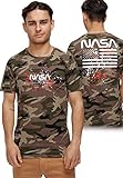 OneRedox T Shirt NASA Print Herren Tshirt Tee T-Shirt für Männer Polo Poloshirt Basic Shirt Hoodie Shortsleeve Kurzarm Sweatshirt Sport Oberteil Muscle Shirt Modell 3712 Camo Oliv XXL