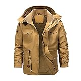 EMPERSTAR Herren Double Layer Plus Fleece Fleece Hoodie Plaid Langarm Winter Freizeitjacke Khaki 2+XXL