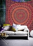 Raajsee Indisch Psychedelic Wandteppich Mandala kastanienbraun / Kamel Elefant Boho Wandtuch Hippie/ Indien Wandbehang baumwolle Tuch Twin 54x82 I