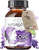 NATURGÖTTIN OPC Traubenkernextrakt Kapseln aus französischen Trauben mit Analysezertifikat | 200 mg reines OPC je Kapsel | Ohne Zusatzstoffe, Vegan, Rein, Hergestellt in D