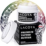 LACOYA® Premium Tattoo Butter MADE IN GERMANY - Tattoo Creme für frisches Tattoo - 100% Vegane Tattoo Pflege frisches Tattoo - Tägliche Tattoo Aftercare für tätowierte Haut - Tattoo B
