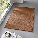 Teppich Kurzflor weicher Designer Uni Bodenbelag Madrid fürs Wohnzimmer, Kinderzimmer, Schlafzimmer und die Küche geeignet Terracotta 120x170