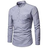 PPPPA Herren Frost Gestreiftes Langarmhemd Herren Langarm 100% Baumwolle Formelle Gestreifte Hemden Lässige Businesshemden mit Knöpfen Vertikal Gestreifte Regular Fit Langarm Gingham Popeline H