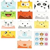 12 Stück Glückwunschkarte Grusskarte, Geburtstagskarten, Geburtstagskarten Set, Niedliche Grußkarten, mit Aufklebern, Cartooan Tier Muster für Postkarten, Einladungen, Kindergeschenk