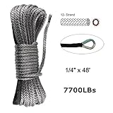 Synthetische Seilwinde Line Kabel 1/4 x 48 '(5 mmx15 m) 7700lbs Seilwinde ATV UTV Quad Dyneema SK78 Kunststoff 4 x 4 Offroad WI