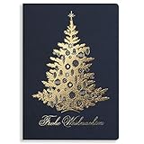 Art Nuvo – EXKLUSIVE WEIHNACHTSKARTEN NR 44 – SATZ VON 10 GLEICHE KARTEN, 120x170mm, VERGOLDETE UND GEPRÄGTE WEIHNACHTSMOTIVE – HERGESTELLT AUS SCHMUCKPAPIER UND BUNTEM PAPIER MIT EINLAGEN UND UM