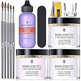 BORN PRETTY acrylpulver für nägel Sammlungsset Acryl Nagel Starterset PLUS Liquid 60 ml Acrylpuder weiß klar rosa 90g