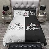 RCBDA Bettwäsche 135x200 3Teilig Schwarz-Weiß-Paar Kids Bettwäsche 135 x 200 Kinder Microfaser Jugendliche Teenager - mit Reißverschluss Kinder-Bettwäsche-S