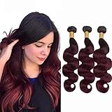 Brazilian Hair Ombre Body Human Hair Bundles Echthaar Tressen 300g(24 26 28 Zoll) Weave Hair Rot Body Brasilianische Haare Glatt Kurz Remy Hair Weaves 3 B