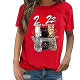 Oberteil Damen GroßE GrößEn Bequem Sommer T-Shirt O Ausschnitt Jahr des Tigers Bedruckte Pullovers Sweatshirt Elegant Lose Blusen Blusenshirt Basic Kurzarm Shirt Festliches Bluse Tops B