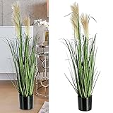 Kunstpflanze Wildgras im Topf │Höhe 85cm │Pampasgras mit Wedeln │Kunstgras Zierg