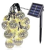 Pillowcase Solar Lichterketten, 15.7FT/4.8M 20LED Ornament dekorative warmweiße Beleuchtung für Zuhause Indoor Garten Rasen Party Weihnachtsbäume Hochzeiten (Kugel)