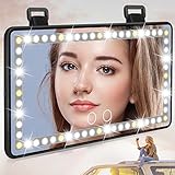 Adhope Auto Make-up Spiegel mit Beleuchtung Auto Kosmetikspiegel Led Sonnenblende Spiegel Schminkspiegel mit 60 LED-Leuchten 3 Beleuchtungs Modus Wiederaufladbare Batterie USB Tragbarer U