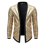 Fannyfuny Herren Cardigan Outwear Anzugjacke Blazer Sakko Mode Slim Fit Langarm Mantel Oberteile Männer Casual Elegant Longsleeve Anzug Jacken Gold,Silber,Wein,Blau,Schwarz S/M/L/XL/XXL