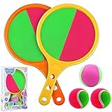 gracosy Klettballspiel für Kinder Klettball Set Wurf und Catch Ball Ballspiele fangballspiel mit 2 verstellbares Paddel und 2 Bälle, Sport Party Garten Park Strand Innen und Auß