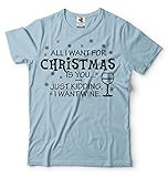 Silk Road Tees Männer Weihnachten T-Shirt Lustige Weihnachtsfest-Hemd Alles, was ich für Weihnachten wünsche, ist Sie Lustiges Wein-T-Shirt X-Large Hellb