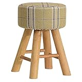 VERDELZ Fußhocker Schuhwechsel Hocker Gepolsterte Fußstütze Holz 4 Beine Rund Staubdichter Ständer Stuhl Dressing Makeup Hocker Karierter L