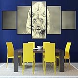 GUANGXING Tier Löwe Leinwanddrucke 5 Teilig Kunstdruck Leinwand Bild 5 Stück Wandbild XXL Format Wandbilder Wohnzimmer Wohnung Deko，Gerahmter Geschenk