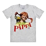 Logoshirt Pippi Langstrumpf Äffchen Herren/Jungs T-Shirt I Grafik-Shirt kurzärmlig mit Rundhalskragen I Lizenziertes Originaldesign I Logo-Print langlebig & hochwertig I Baumwolle I Vintage-S